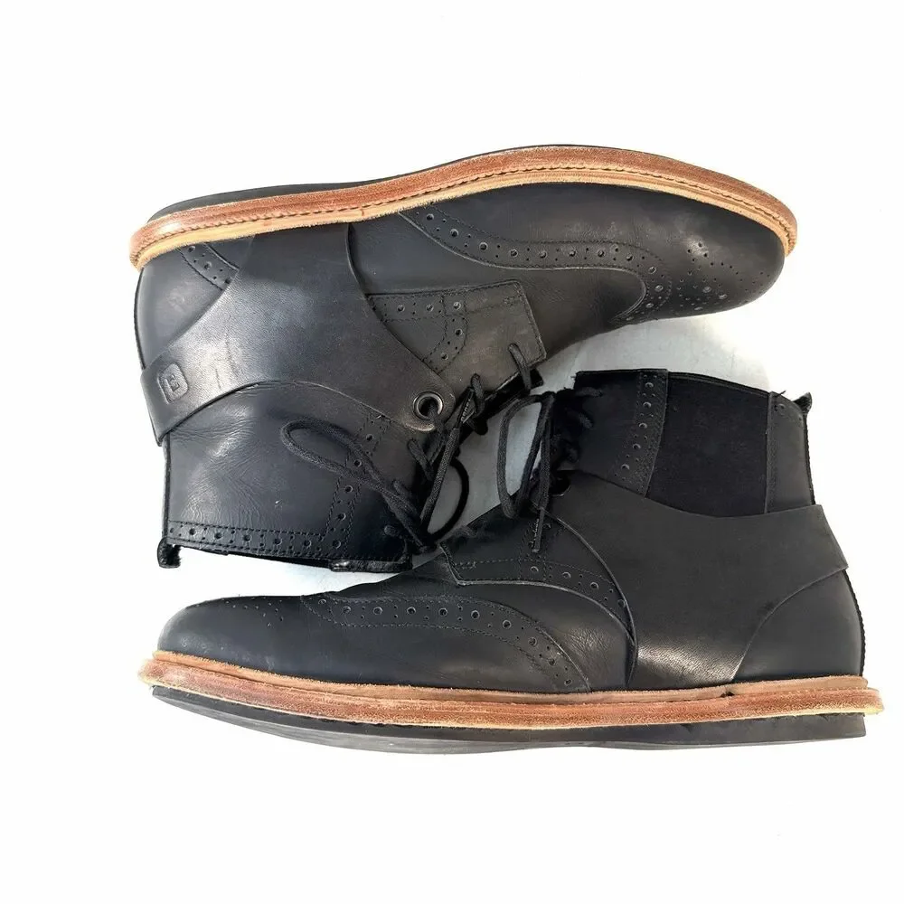 Tsubo Men’s Winslow 8319 Black Leather Wingtip Boots US Size 10 EU43 Uk 9